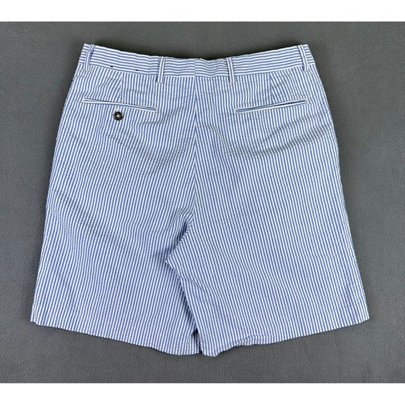 Berle Shorts Mens 34 Regular Blue Hickory Seersucker Pleated Prep Trad Outdoor - Picture 3 of 9